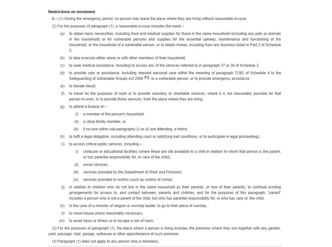 Restrictions on Movement